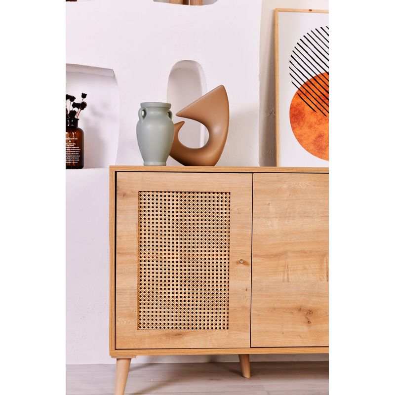 Casa si Gradina - Mobilier - Comode si corpuri - Console - Consola, Hanah Home, panou aglomerat cu melamina, stejar, 180x41x81 cm - Infinity.ro
