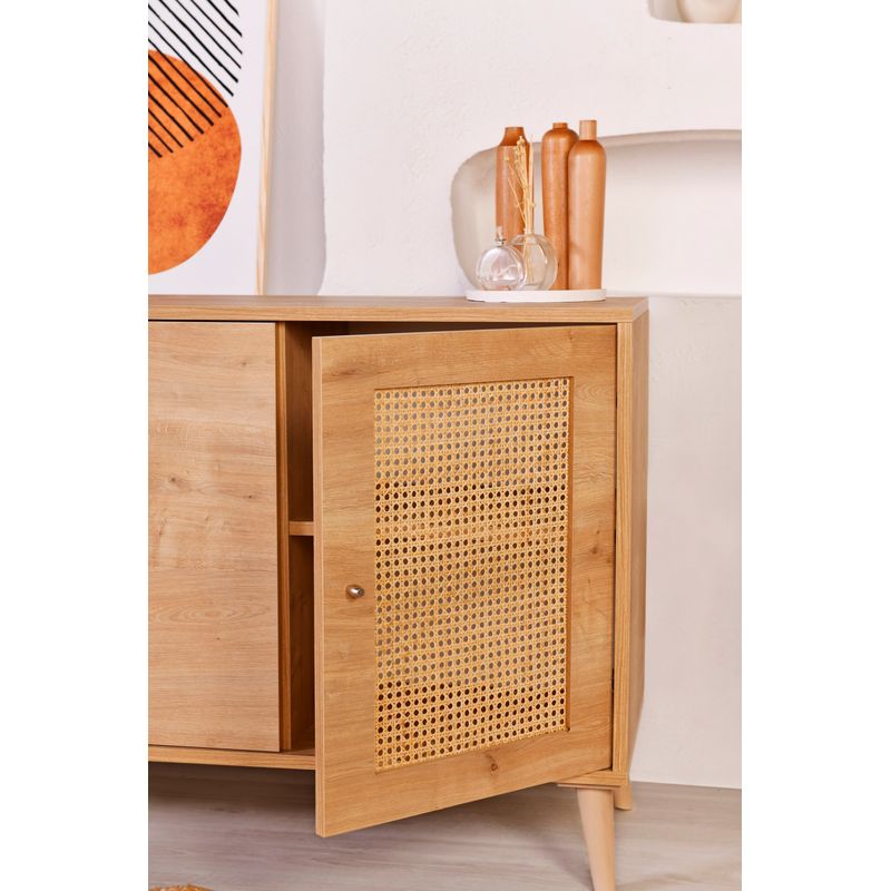 Casa si Gradina - Mobilier - Comode si corpuri - Console - Consola, Hanah Home, panou aglomerat cu melamina, stejar, 180x41x81 cm - Infinity.ro