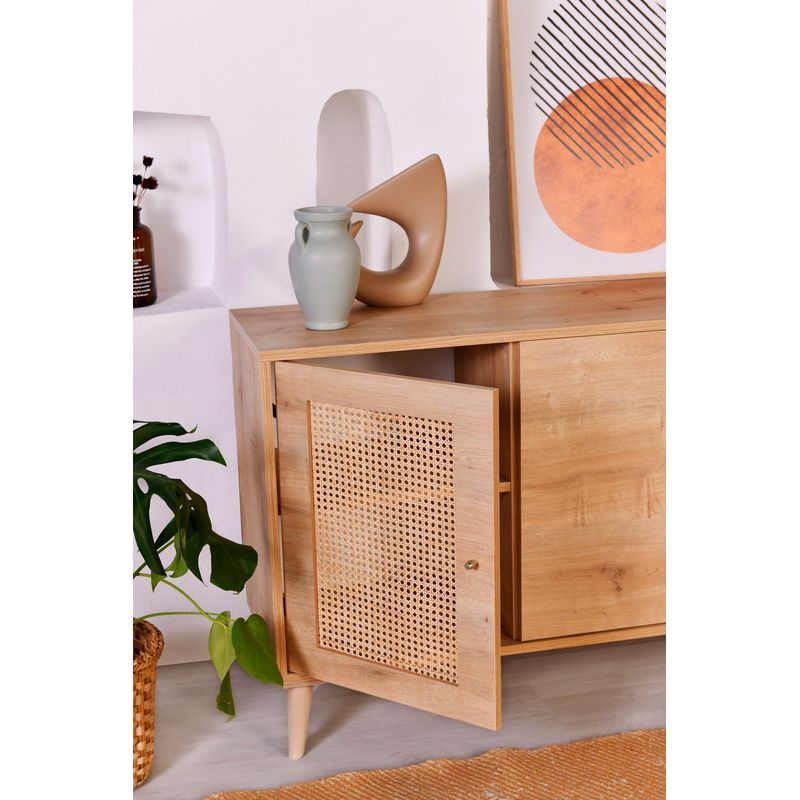 Casa si Gradina - Mobilier - Comode si corpuri - Console - Consola, Hanah Home, panou aglomerat cu melamina, stejar, 180x41x81 cm - Infinity.ro