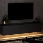 TV, Audio-Video si Foto - Accesorii TV si audio - Suporturi TV - Suport tv, Hanah Home, pal melaminat, antracit, 160x35x32 cm - Infinity.ro