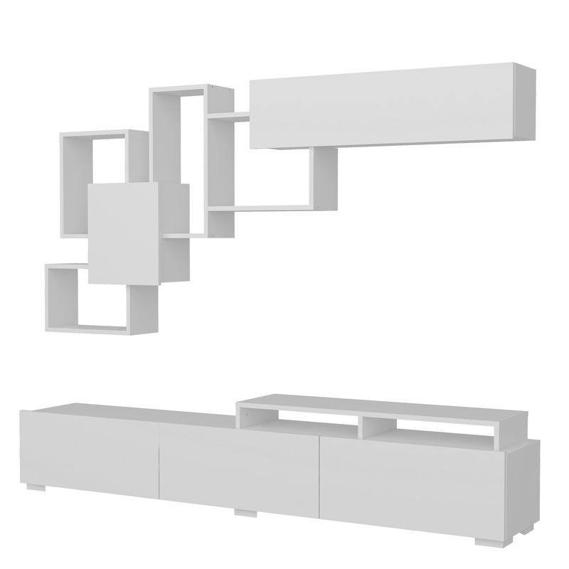 Casa si Gradina - Mobilier - Comode si corpuri - Console - Unitate tv, Hanah Home, pal melaminat, alb, 210x35x30 cm - Infinity.ro