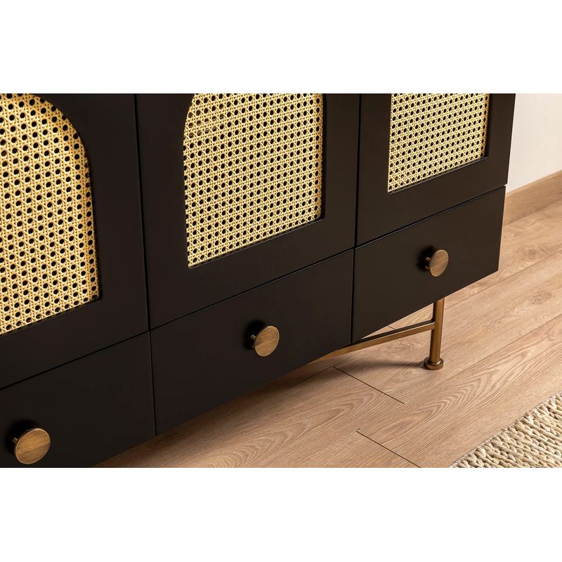 Casa si Gradina - Mobilier - Comode si corpuri - Console - Consola, Hanah Home, PAL melaminat, negru, 123x38x63 cm - Infinity.ro