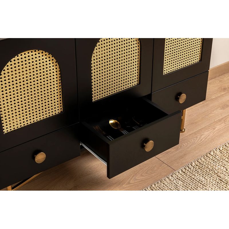 Casa si Gradina - Mobilier - Comode si corpuri - Console - Consola, Hanah Home, PAL melaminat, negru, 123x38x63 cm - Infinity.ro