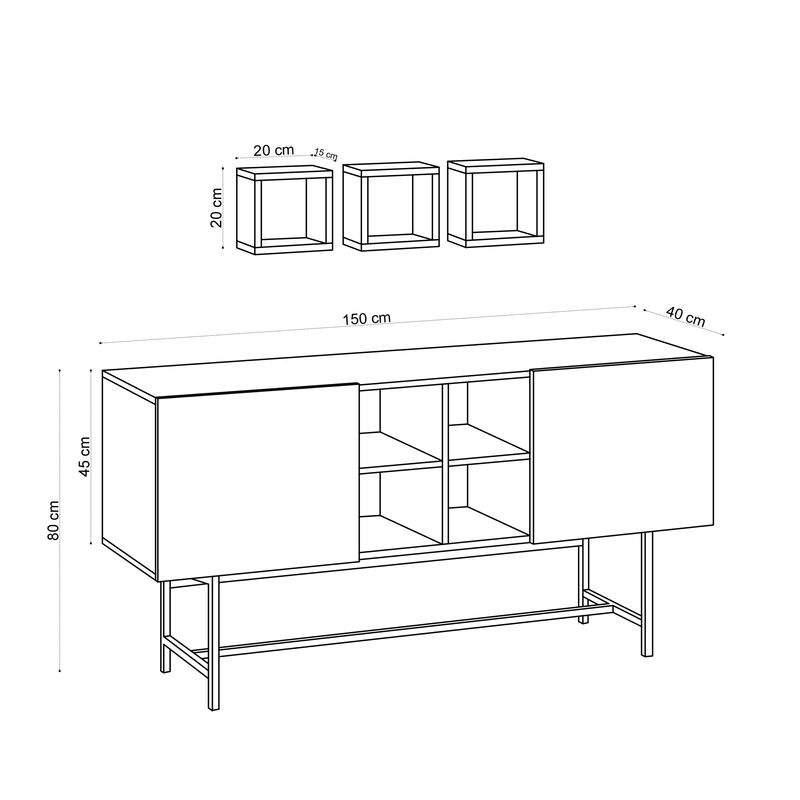 Casa si Gradina - Mobilier - Comode si corpuri - Console - Consola, Hanah Home, pal melaminat, stejar safir, 150x45x40 cm - Infinity.ro