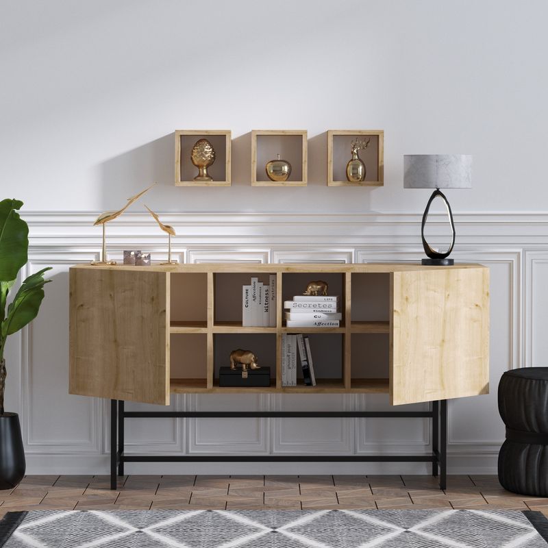Casa si Gradina - Mobilier - Comode si corpuri - Console - Consola, Hanah Home, pal melaminat, stejar safir, 150x45x40 cm - Infinity.ro