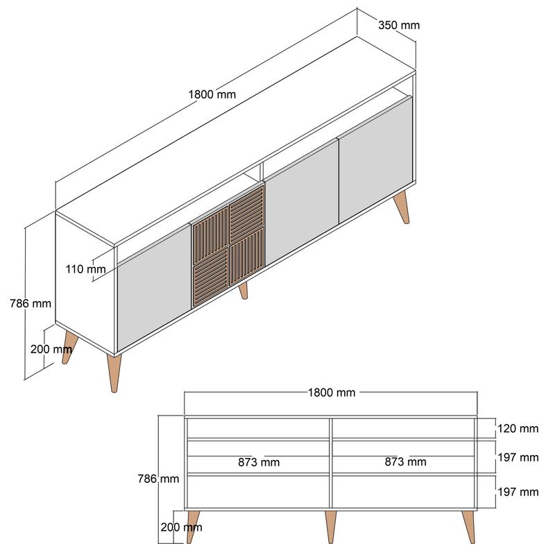 Casa si Gradina - Mobilier - Comode si corpuri - Console - Consola, Hanah Home, pal melaminat, nuc si alb, 180x78x35 cm - Infinity.ro