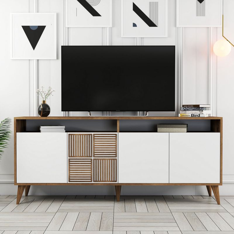 Casa si Gradina - Mobilier - Comode si corpuri - Console - Consola, Hanah Home, pal melaminat, nuc si alb, 180x78x35 cm - Infinity.ro