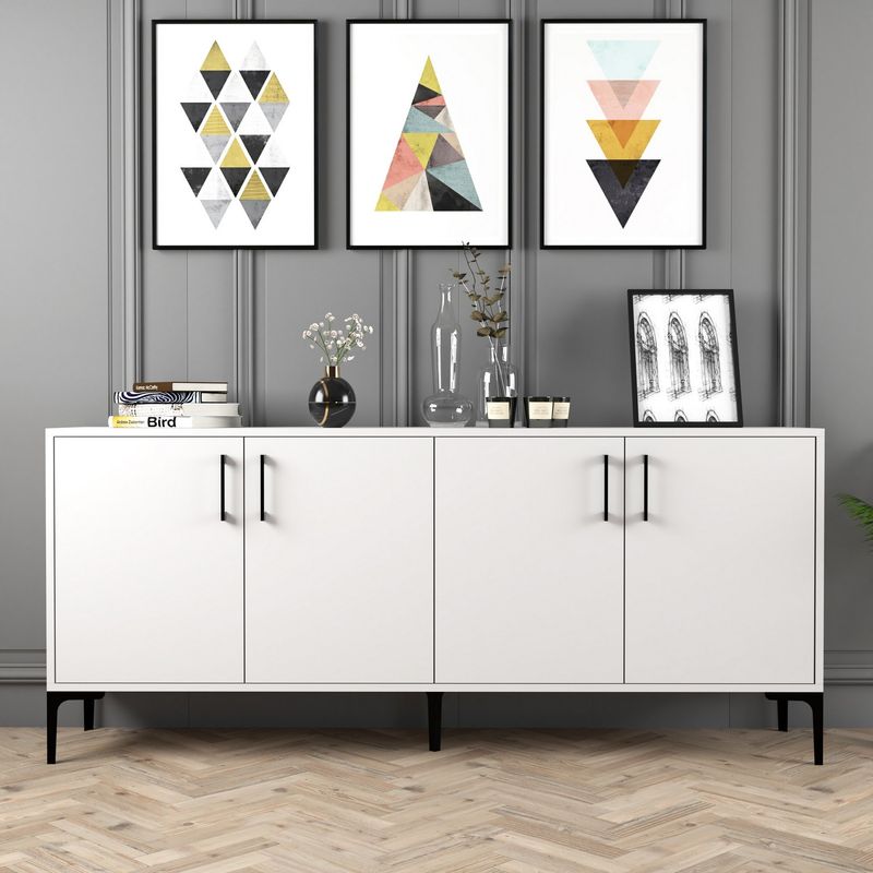 Casa si Gradina - Mobilier - Comode si corpuri - Console - Consola, Hanah Home, panou aglomerat melaminat, alb, 180x35x78 cm - Infinity.ro