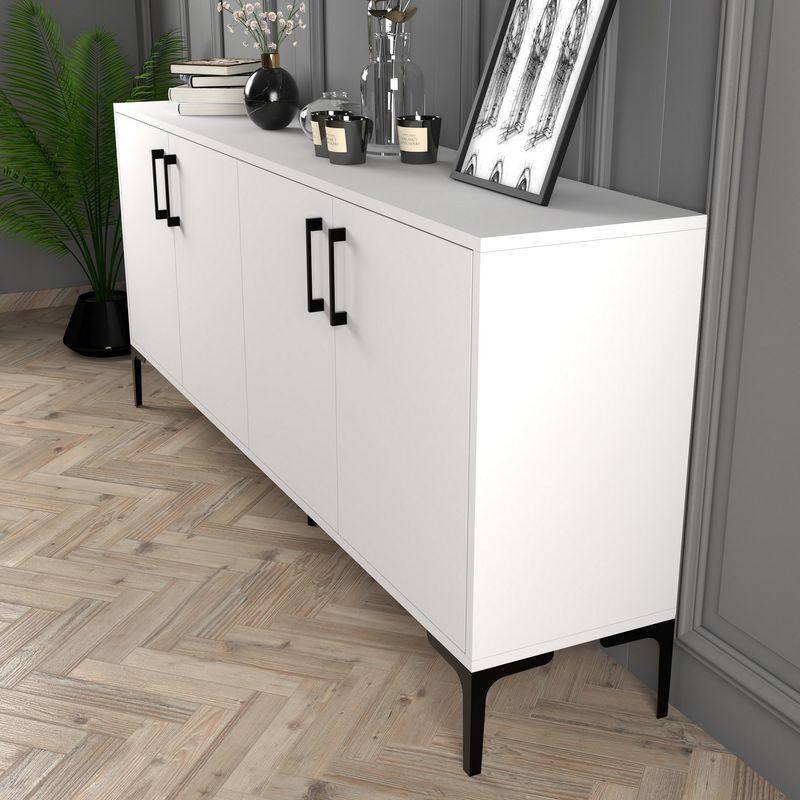 Casa si Gradina - Mobilier - Comode si corpuri - Console - Consola, Hanah Home, panou aglomerat melaminat, alb, 180x35x78 cm - Infinity.ro