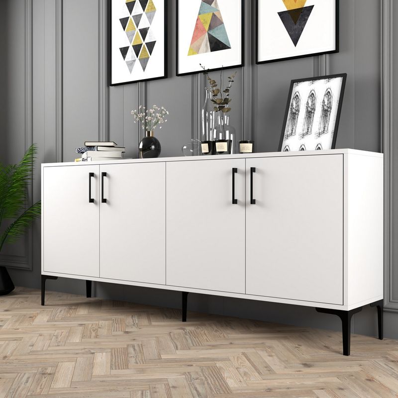 Casa si Gradina - Mobilier - Comode si corpuri - Console - Consola, Hanah Home, panou aglomerat melaminat, alb, 180x35x78 cm - Infinity.ro