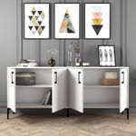 Casa si Gradina - Mobilier - Comode si corpuri - Console - Consola, Hanah Home, panou aglomerat melaminat, alb, 180x35x78 cm - Infinity.ro