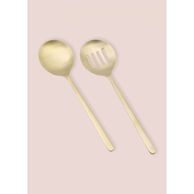 Casa si Gradina - Bucatarie si vesela - Ustensile bucatarie - Seturi ustensile de bucatarie - Set ustensile de servire, Hermia, otel inoxidabil, auriu, 2 piese, 25 cm - Infinity.ro
