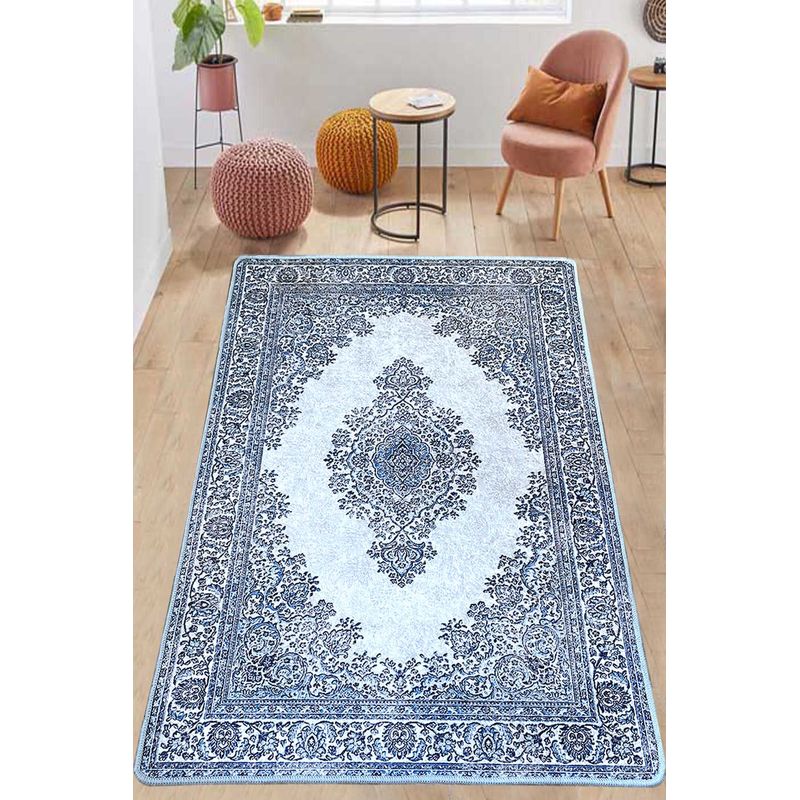 Casa si Gradina - Textile si covoare - Covoare - Covorase intrare - Covoras de intrare, Conceptum Hypnose, albastru, 80x100 cm, 100% poliester, antiderapant - Infinity.ro
