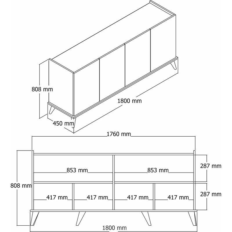 Casa si Gradina - Mobilier - Comode si corpuri - Console - Consola, Hanah Home, panou de particule cu melamina, nuc si marmura neagra, 180x45x80.8 cm - Infinity.ro