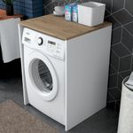 Electronice si Electrocasnice - Masini si uscatoare de rufe - Accesorii masini de spalat si uscatoare - Dulap pentru masina de spalat, Hanah Home, pal melaminat, nuc si alb, 65x60x91.8 cm - Infinity.ro