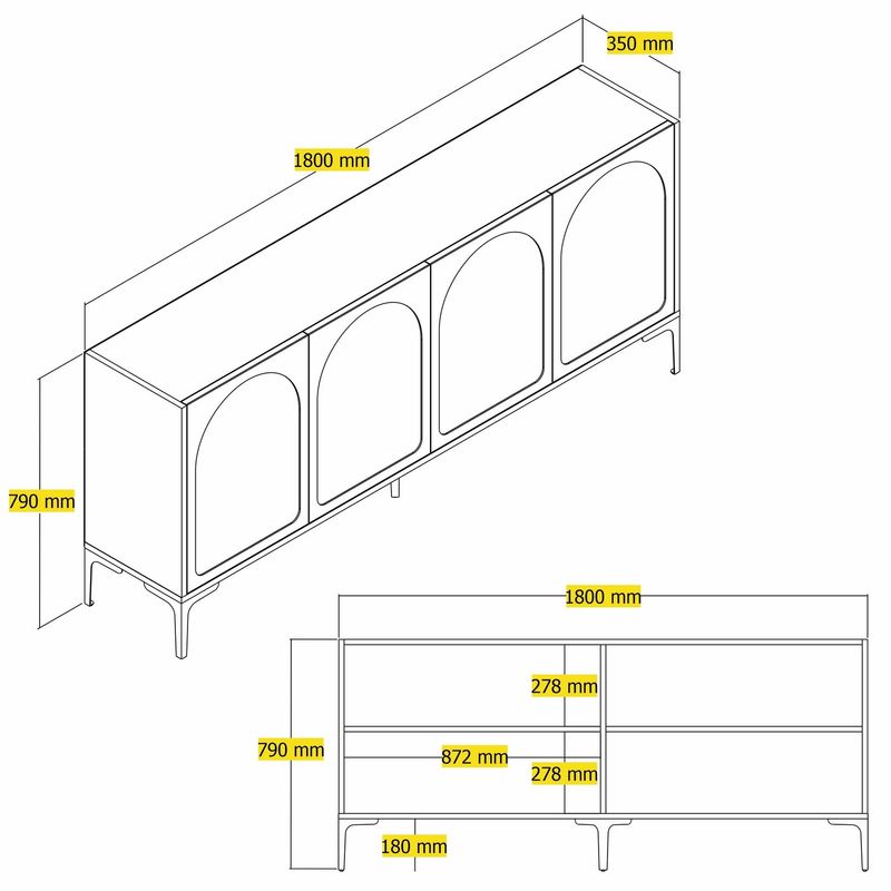 Casa si Gradina - Mobilier - Comode si corpuri - Console - Consola, Hanah Home, pal melaminat, crem si negru, 180x35x79 cm - Infinity.ro