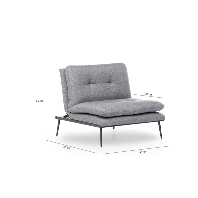 Casa si Gradina - Mobilier - Scaune si fotolii - Fotolii - Fotoliu, Hanah Home, metal, tesatura in, gri, 90x95x90 cm - Infinity.ro