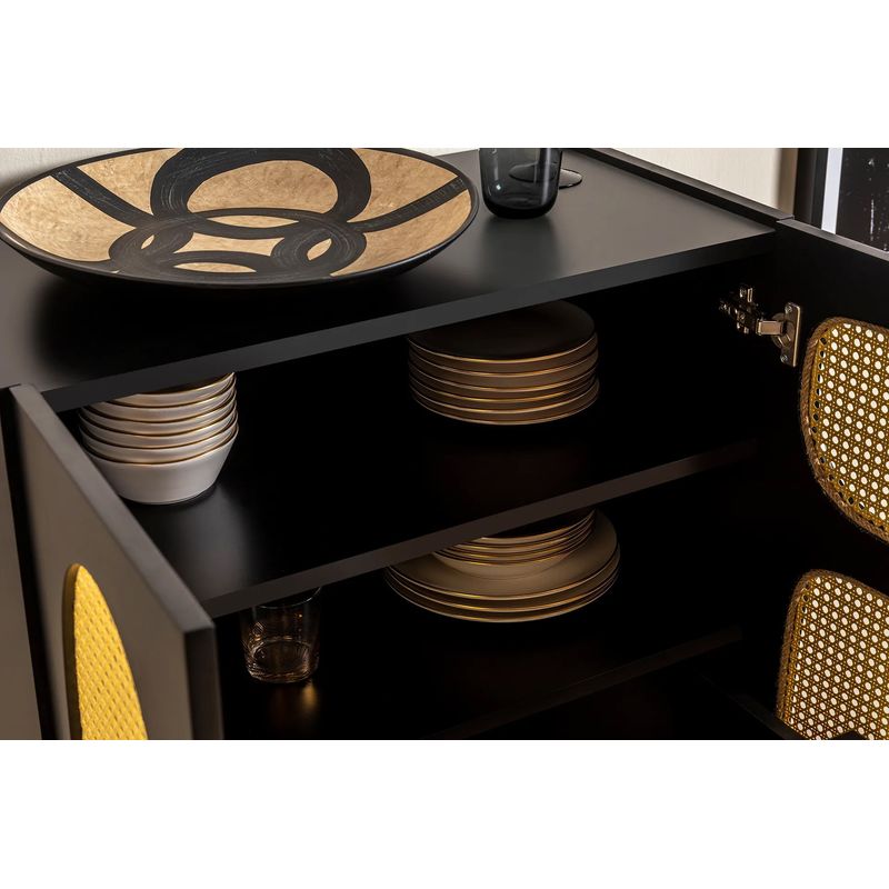 Casa si Gradina - Mobilier - Comode si corpuri - Console - Consola, Hanah Home, pal melaminat, negru, 75x40x135 cm - Infinity.ro