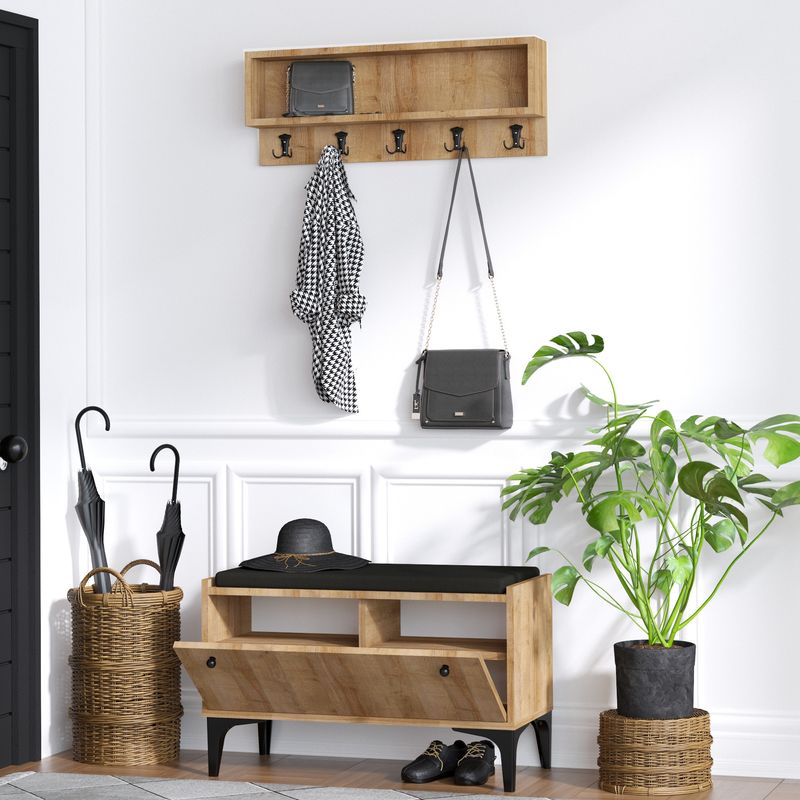 Casa si Gradina - Mobilier - Dulapuri si sifoniere - Dulapuri pantofi - Dulap pantofi, Hanah Home, pal melaminat, stejar, 80x35x49 cm - Infinity.ro