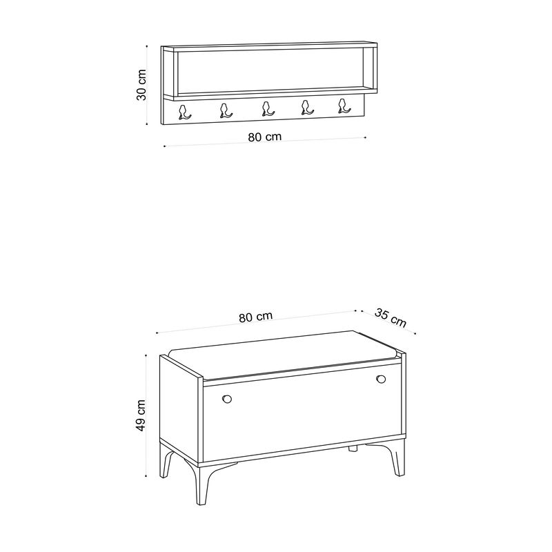 Casa si Gradina - Mobilier - Dulapuri si sifoniere - Dulapuri pantofi - Dulap pantofi, Hanah Home, pal melaminat, stejar, 80x35x49 cm - Infinity.ro