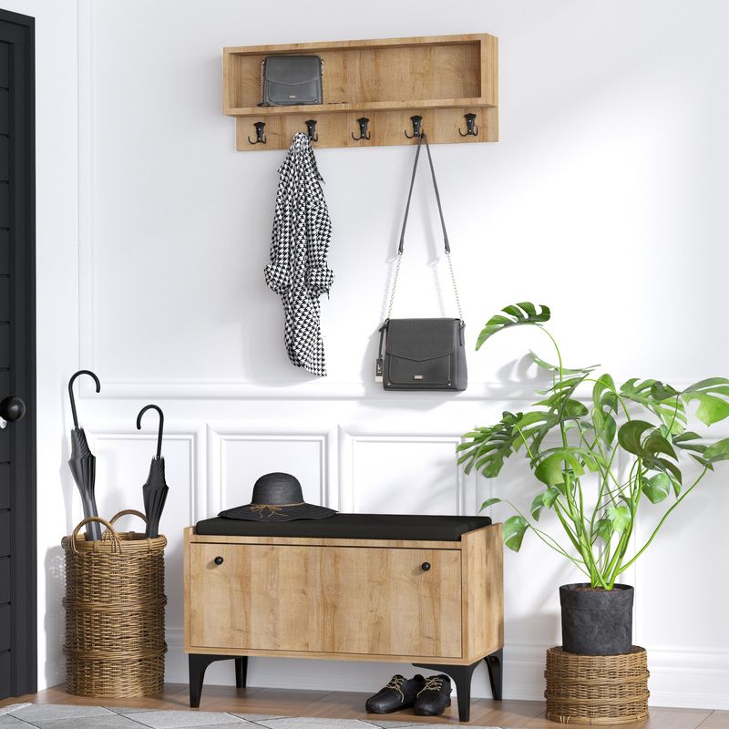 Casa si Gradina - Mobilier - Dulapuri si sifoniere - Dulapuri pantofi - Dulap pantofi, Hanah Home, pal melaminat, stejar, 80x35x49 cm - Infinity.ro