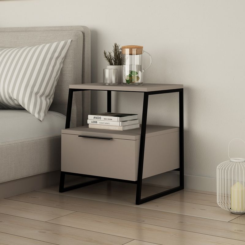 Casa si Gradina - Mobilier - Comode si corpuri - Noptiere - Noptiera, Hanah Home, pal melaminat, mocha deschis, 45x40x50 cm - Infinity.ro