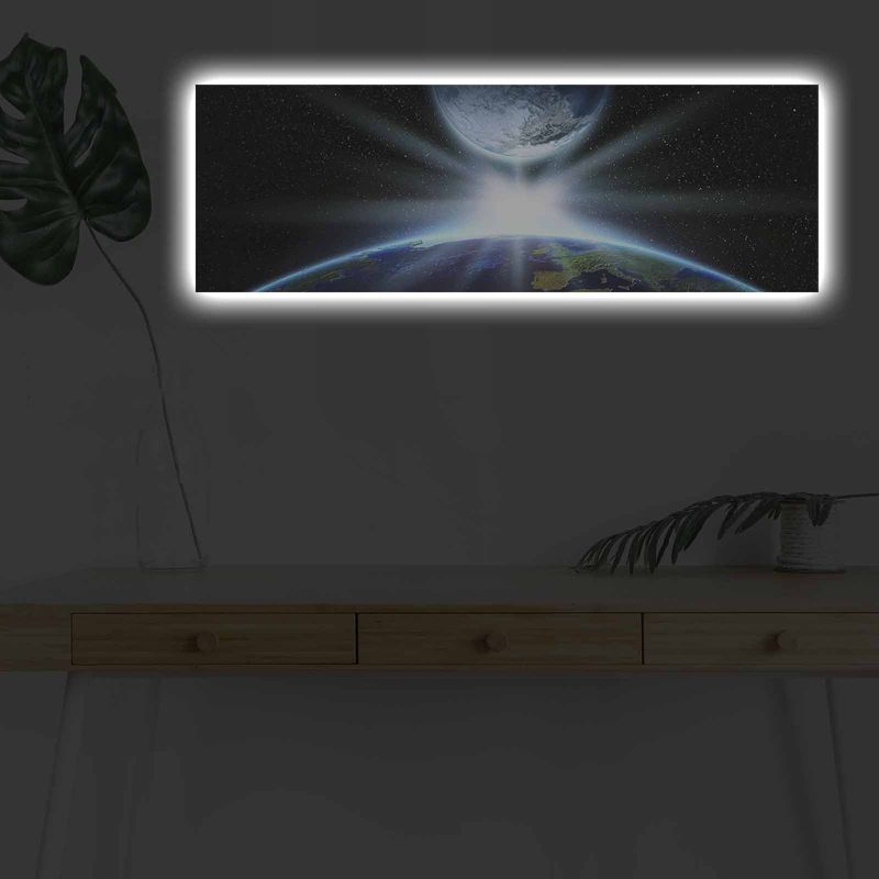 Casa si Gradina - Decoratiuni - Tablouri - Tablou canvas decorativ cu led, Wallxpert, piele de caprioara, multicolor, 30x90 cm, 254LED4319 - Infinity.ro