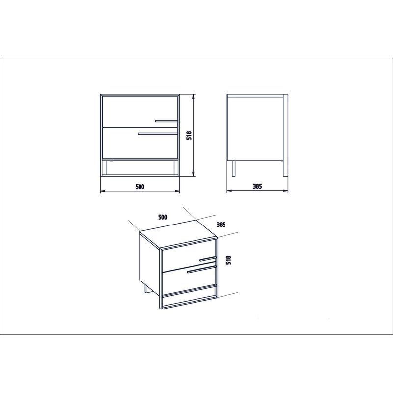 Casa si Gradina - Mobilier - Comode si corpuri - Noptiere - Noptiera, Hanah Home, pal melaminat, auriu alb, 50x38.5x51.8 cm - Infinity.ro