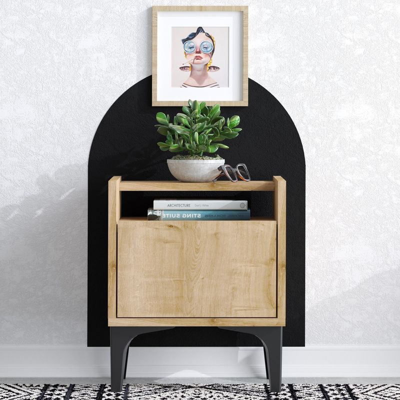 Casa si Gradina - Mobilier - Comode si corpuri - Noptiere - Noptiera, Hanah Home, pal melaminat, stejar safir, 40x35x50 cm - Infinity.ro
