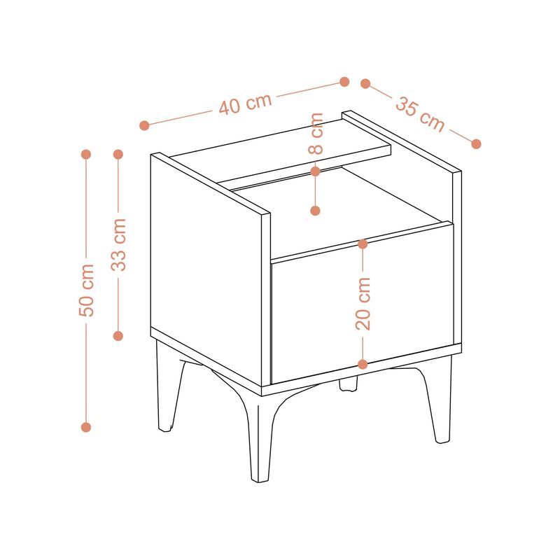 Casa si Gradina - Mobilier - Comode si corpuri - Noptiere - Noptiera, Hanah Home, pal melaminat, stejar safir, 40x35x50 cm - Infinity.ro