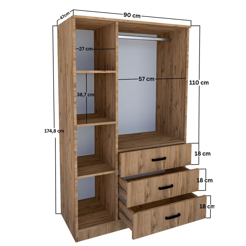 Casa si Gradina - Mobilier - Dulapuri si sifoniere - Dulapuri - Dulap, Hanah Home, pal melaminat, pin atlantic, 90x47x174.8 cm - Infinity.ro