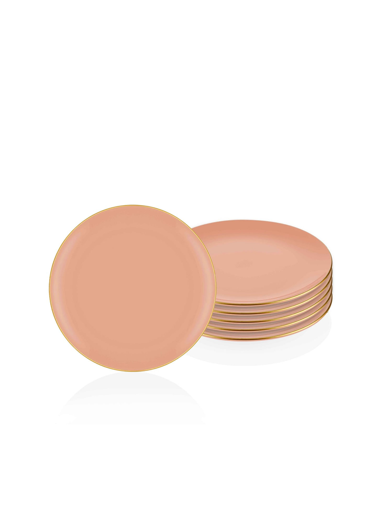 Set farfurii desert, Hermia, ceramica, somon, 19x19x1 cm, 6 piese