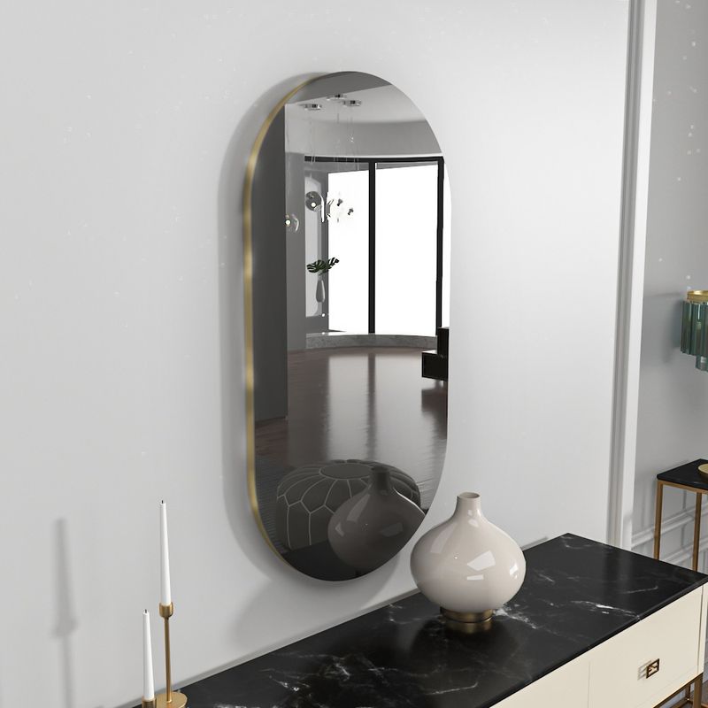 Casa si Gradina - Mobilier - Mobilier baie - Oglinzi baie - Oglinda baie, Hanah Home, mdf, gri inchis auriu, 45x85x2.2 cm - Infinity.ro