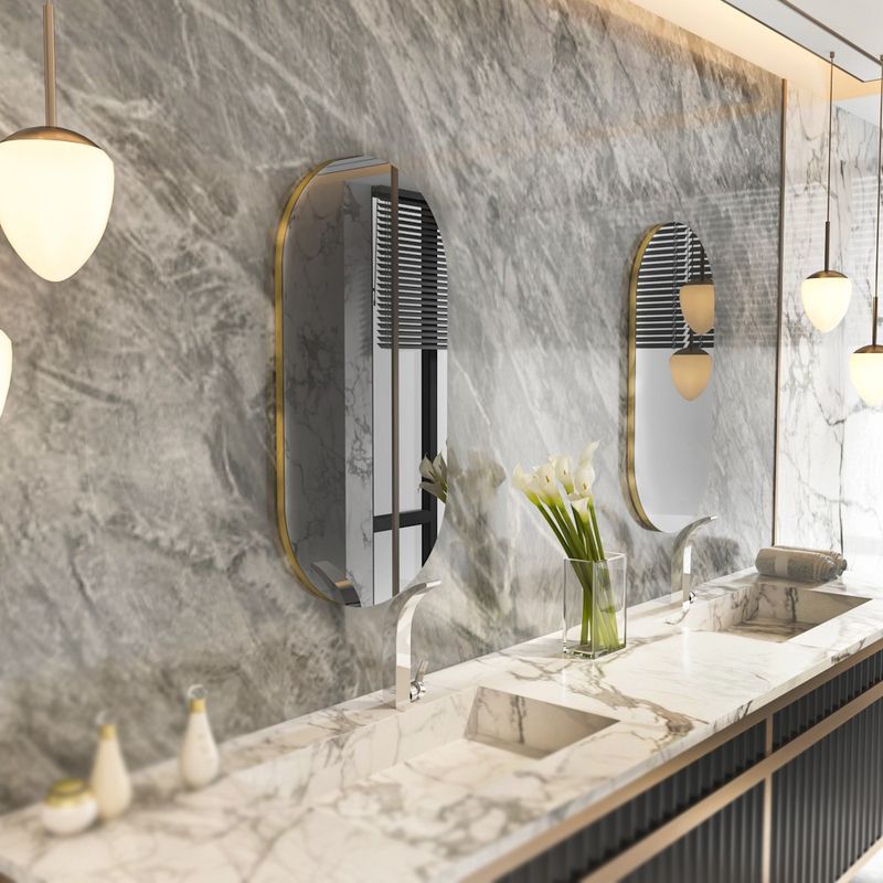 Casa si Gradina - Mobilier - Mobilier baie - Oglinzi baie - Oglinda baie, Hanah Home, mdf, gri inchis auriu, 45x85x2.2 cm - Infinity.ro