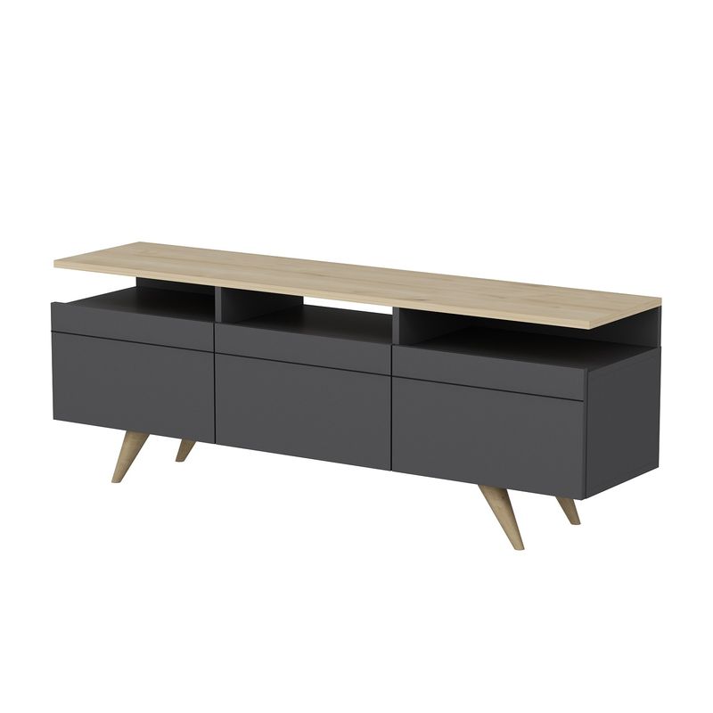 Casa si Gradina - Mobilier - Comode si corpuri - Console - Comoda tv, Hanah Home, pal melaminat, antracit si stejar, 150x35x52 cm - Infinity.ro