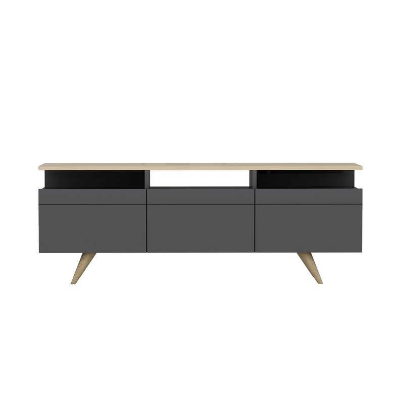 Casa si Gradina - Mobilier - Comode si corpuri - Console - Comoda tv, Hanah Home, pal melaminat, antracit si stejar, 150x35x52 cm - Infinity.ro