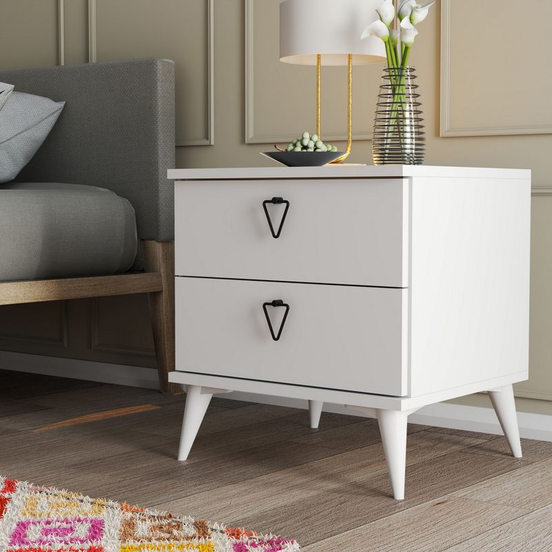 Casa si Gradina - Mobilier - Comode si corpuri - Noptiere - Noptiera, Hanah Home, pal melaminat, alb, 52x45x55.1 cm - Infinity.ro