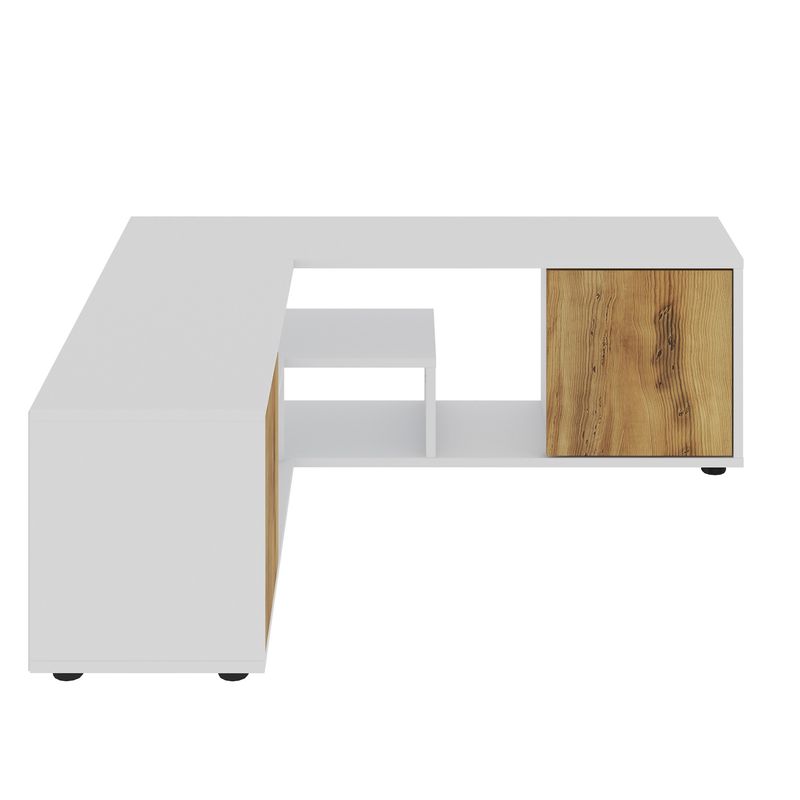 Casa si Gradina - Mobilier - Comode si corpuri - Console - Comoda tv, Hanah Home, pal melaminat, alb si stejar, 125x40x35 cm - Infinity.ro