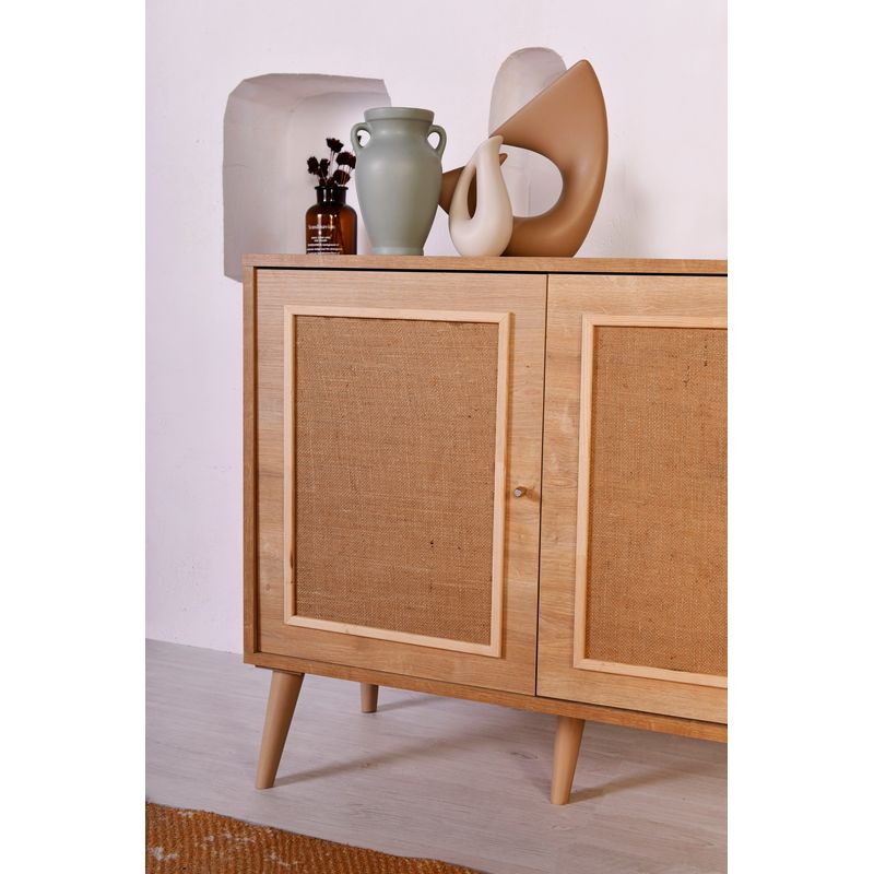 Casa si Gradina - Mobilier - Comode si corpuri - Console - Consola, Hanah Home, panou aglomerat melaminat, stejar, 180x41x81 cm - Infinity.ro
