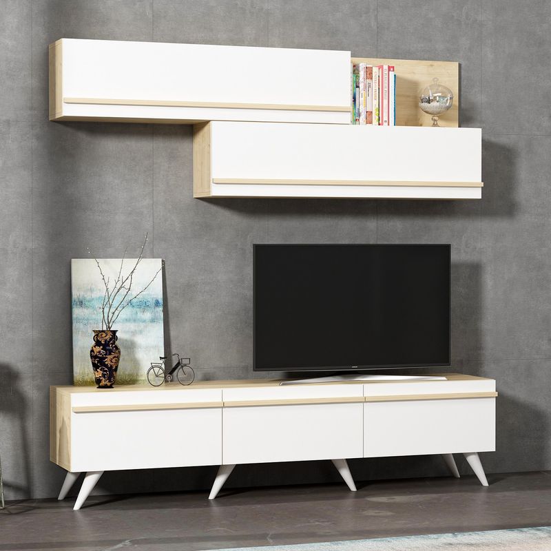 Casa si Gradina - Mobilier - Comode si corpuri - Console - Comoda tv, Hanah Home, pal melaminat, safir si alb, 180x42x35 cm - Infinity.ro