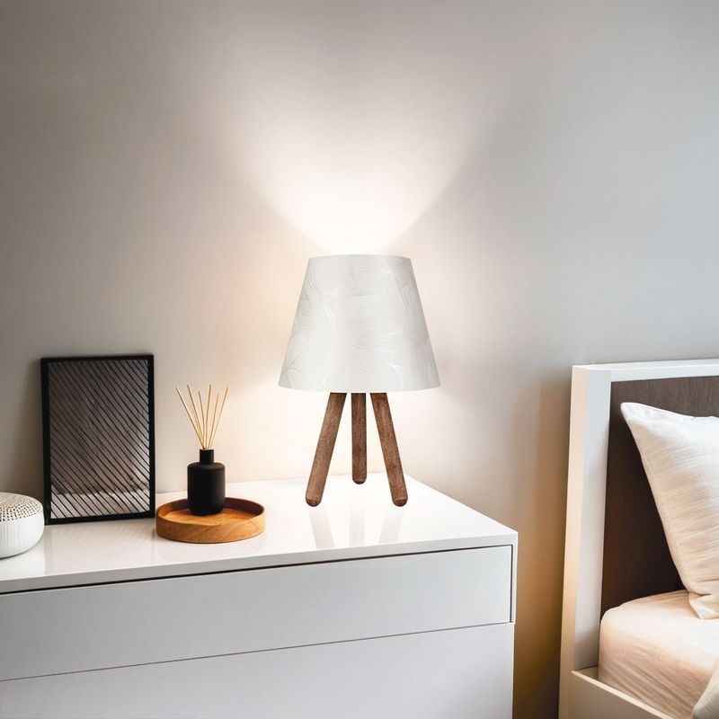 Casa si Gradina - Corpuri si surse de iluminat - Veioze si lampi - Veioze - Veioza, Opviq, fag si pvc, alb si nuc, 22x33 cm - Infinity.ro