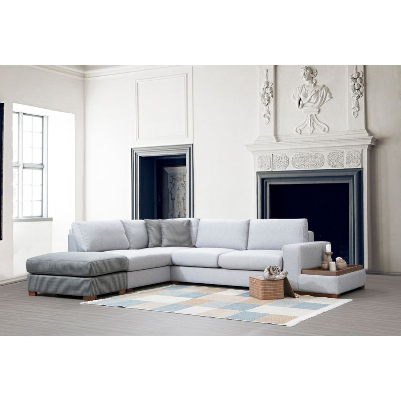 Casa si Gradina - Mobilier - Canapele si coltare - Coltare - Coltar, Hanah Home, material textil, gri si gri deschis, 246x308x95 cm - Infinity.ro