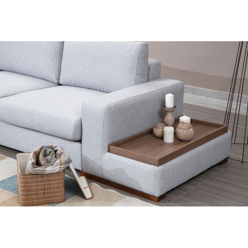 Casa si Gradina - Mobilier - Canapele si coltare - Coltare - Coltar, Hanah Home, material textil, gri si gri deschis, 246x308x95 cm - Infinity.ro