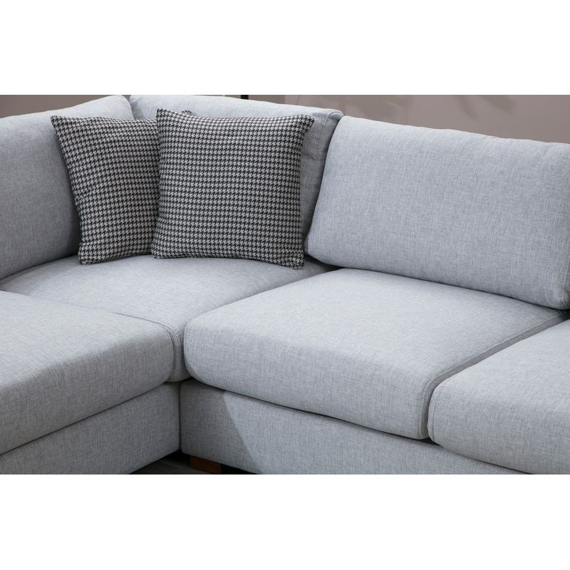 Casa si Gradina - Mobilier - Canapele si coltare - Coltare - Coltar, Hanah Home, material textil, gri si gri deschis, 246x308x95 cm - Infinity.ro