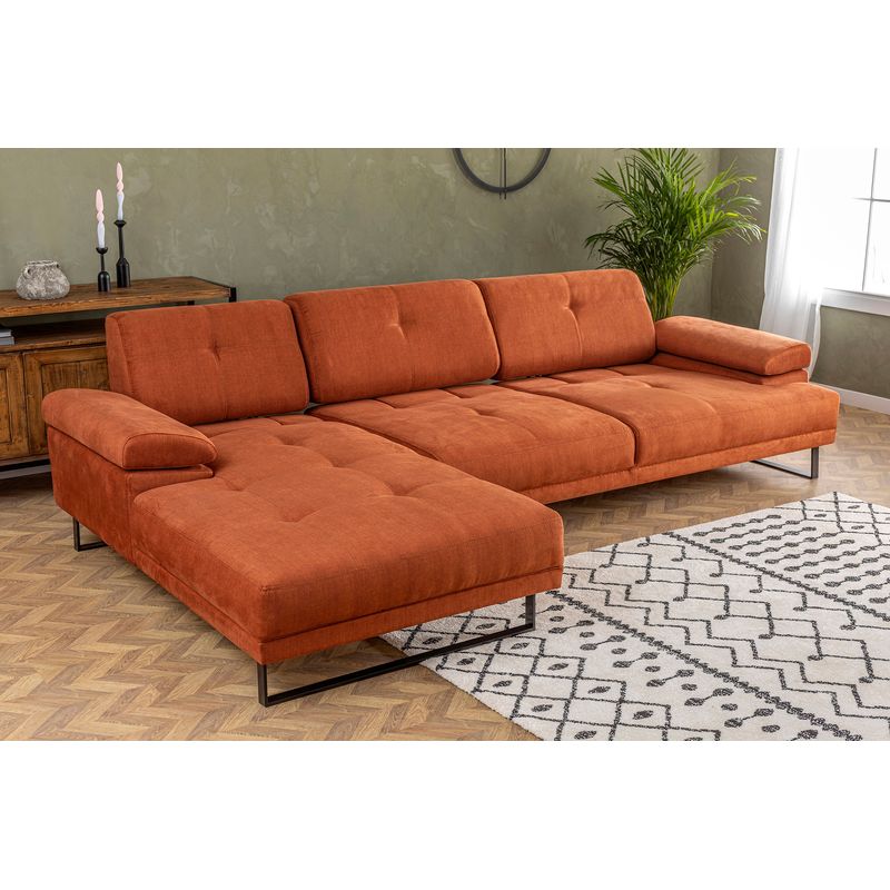 Casa si Gradina - Mobilier - Canapele si coltare - Coltare - Coltar, Hanah Home, stanga, lemn fag, portocaliu, 174x274 cm - Infinity.ro