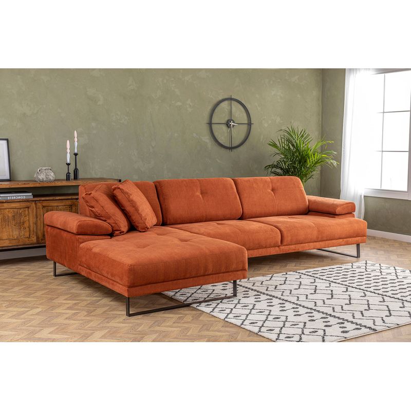 Casa si Gradina - Mobilier - Canapele si coltare - Coltare - Coltar, Hanah Home, stanga, lemn fag, portocaliu, 174x274 cm - Infinity.ro