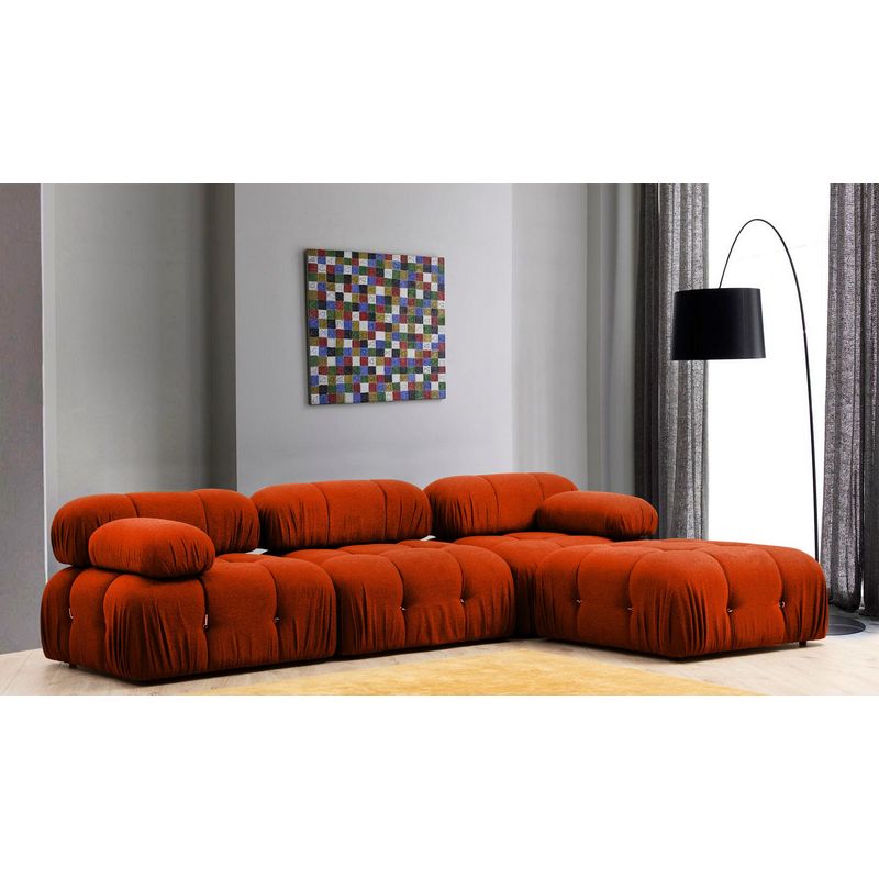 Casa si Gradina - Mobilier - Canapele si coltare - Coltare - Coltar, Hanah Home, lemn fag si pal, rosu caramida, 288x190x95 cm - Infinity.ro