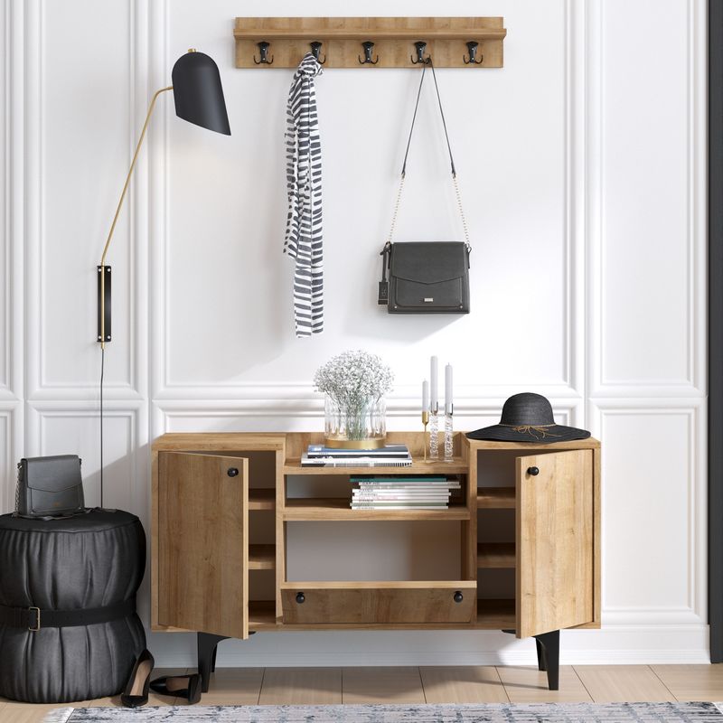 Casa si Gradina - Mobilier - Organizare si depozitare - Organizator incaltaminte - Dulap pentru pantofi, Hanah Home, pal melaminat, stejar, 120x35x75 cm - Infinity.ro
