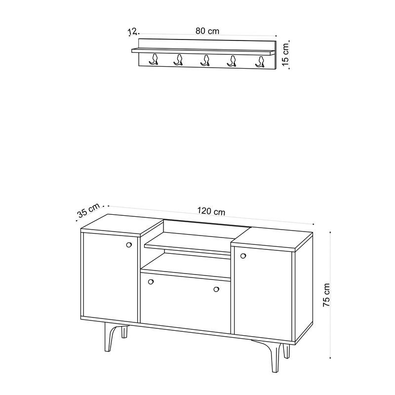 Casa si Gradina - Mobilier - Organizare si depozitare - Organizator incaltaminte - Dulap pentru pantofi, Hanah Home, pal melaminat, stejar, 120x35x75 cm - Infinity.ro