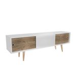 Casa si Gradina - Mobilier - Comode si corpuri - Comode - Comoda tv, Hanah Home, pal melaminat, alb si nuc, 160x45x34.5 cm - Infinity.ro